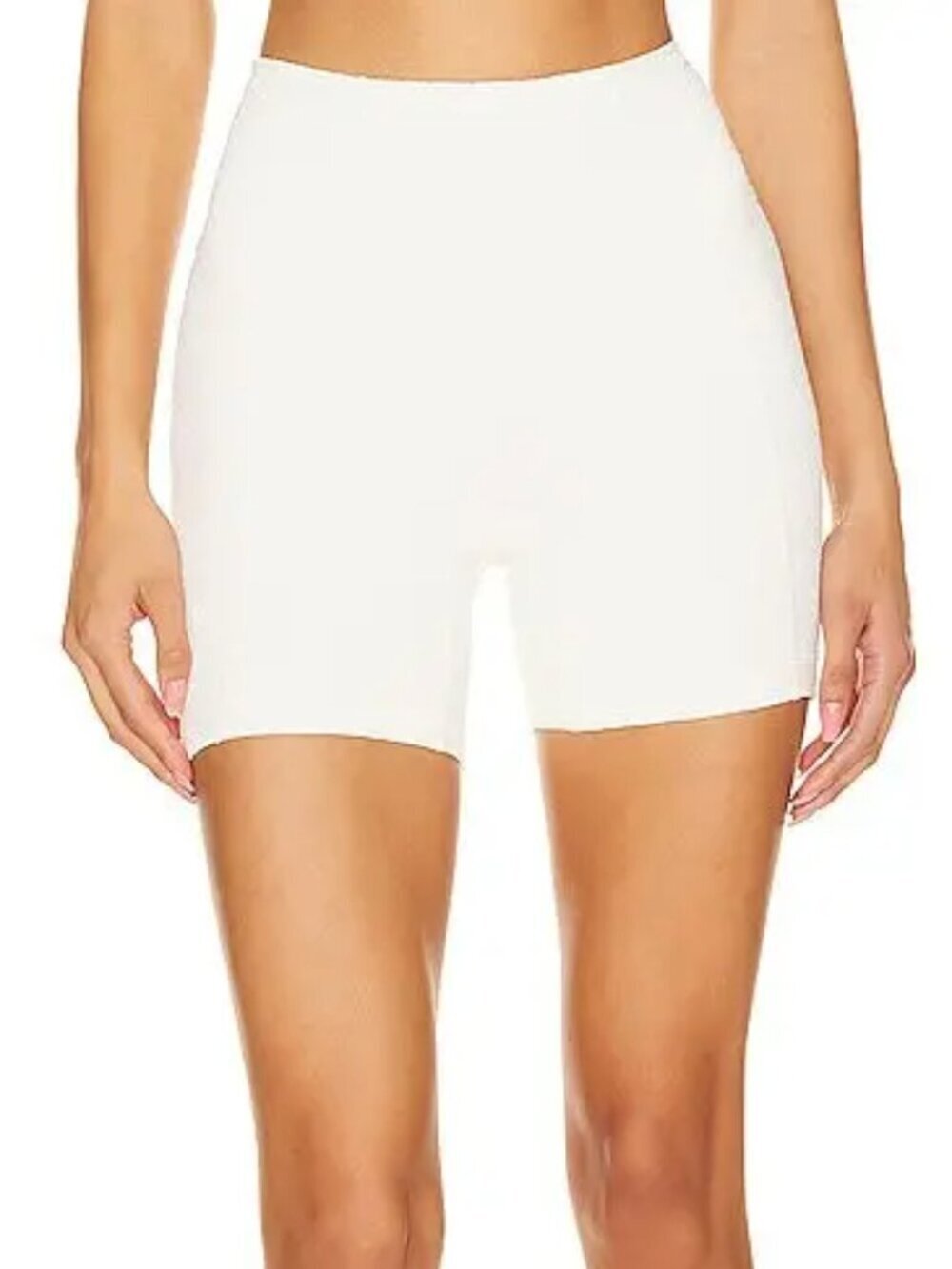 GIGI C Mila high rise bike shorts textured ivory cream white active new Large